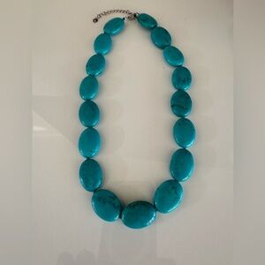 Oval Stone Turquoise with the Sterling Silver 925 lock and Chain Necklace